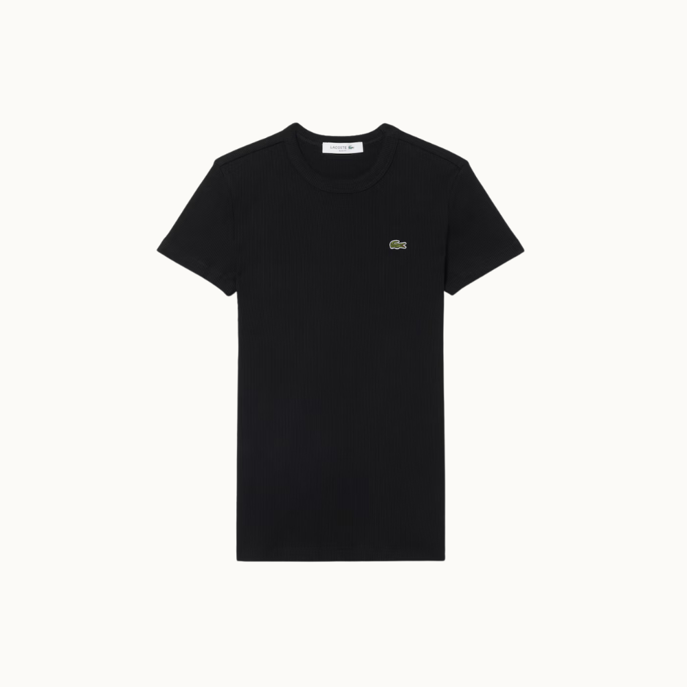 CAMISETA DE ALGODÃO CANELADA COM CAIMENTO AJUSTADO