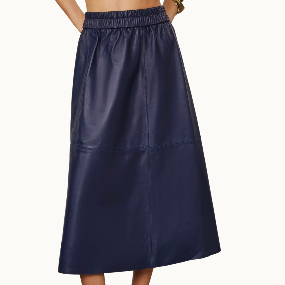 SAIA DE COURO MIDI COS ELASTICO