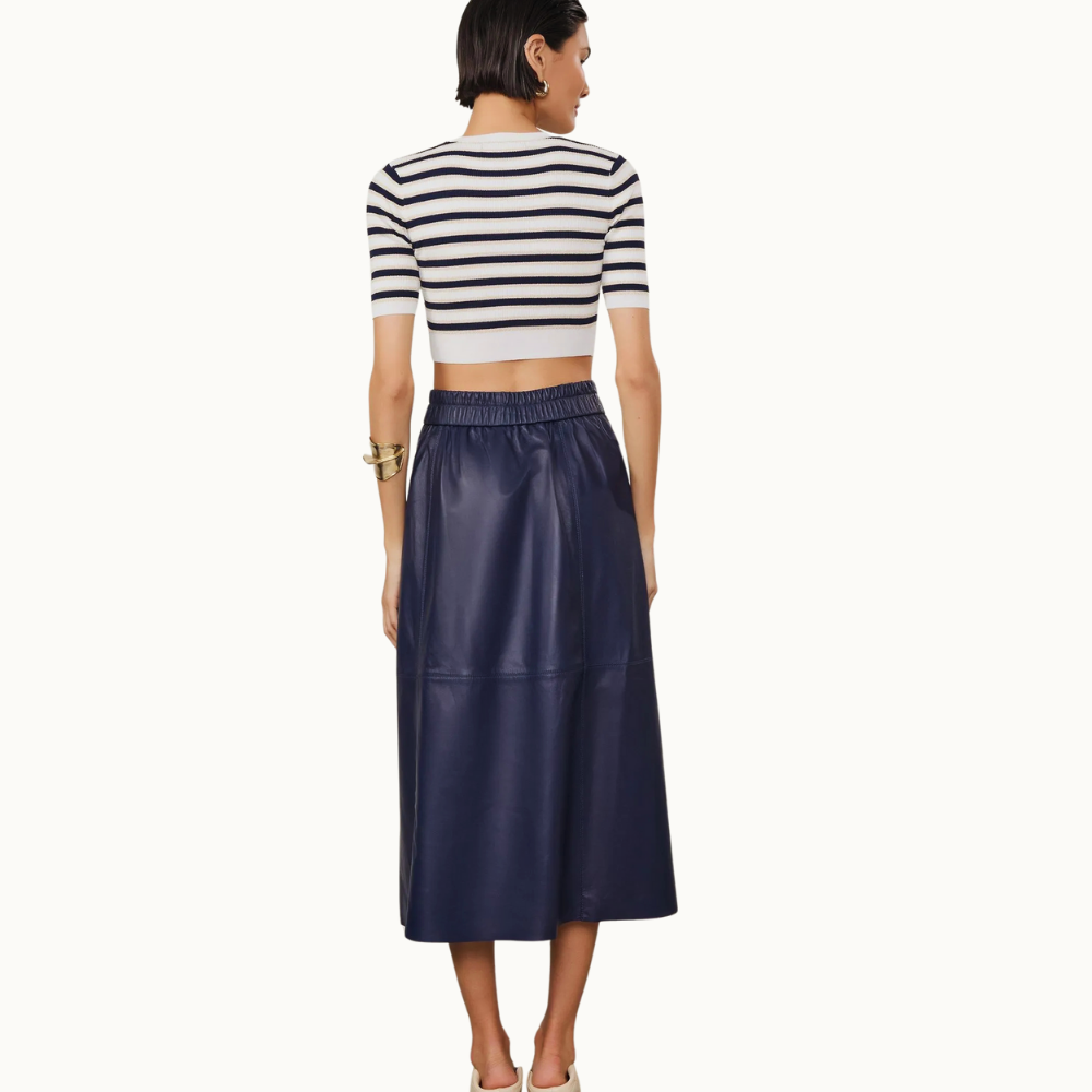 SAIA DE COURO MIDI COS ELASTICO