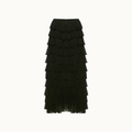 SAIA LONGA BABADOS CHIFFON PRETO