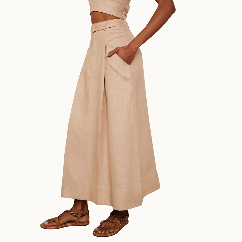 SAIA MIDI DE LINHO NATURAL