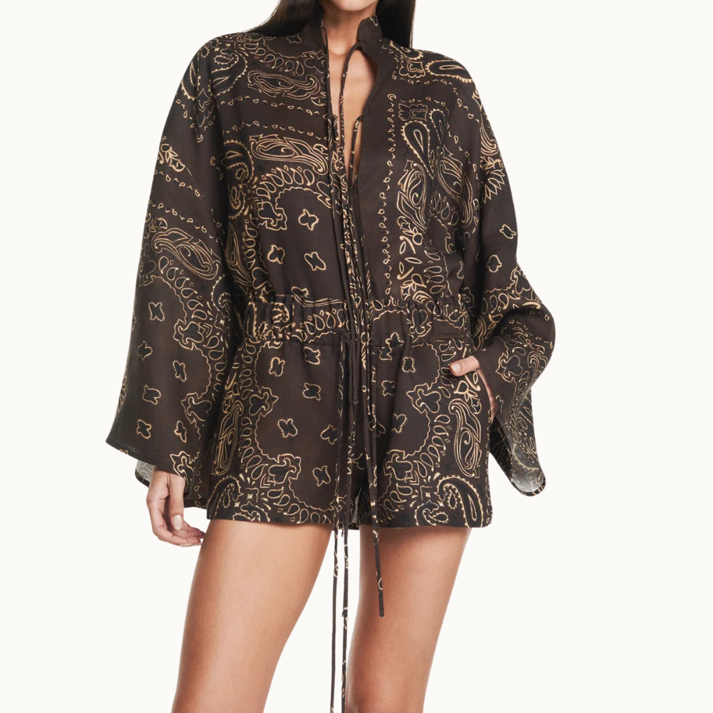 SHORTS ELÁSTICO CÓS LINHO BANDANA