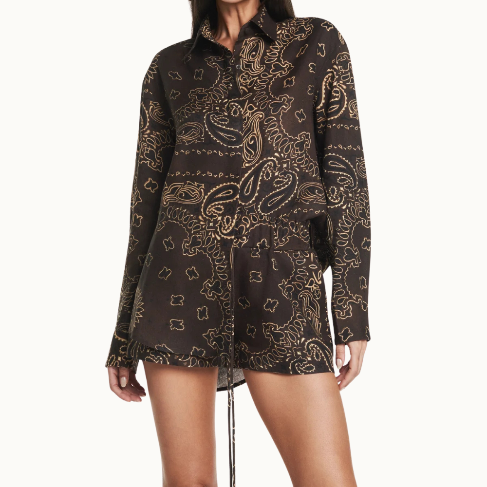 SHORTS ELÁSTICO CÓS LINHO BANDANA