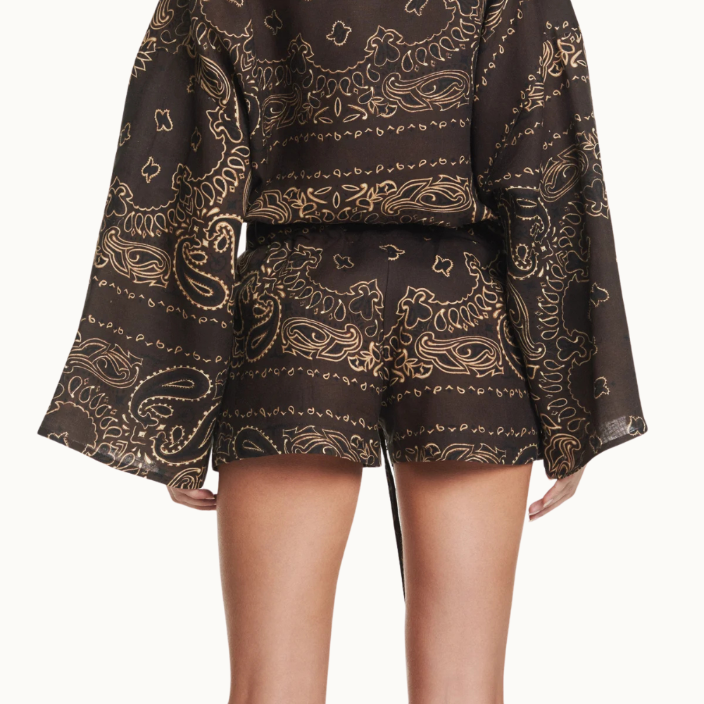 SHORTS ELÁSTICO CÓS LINHO BANDANA