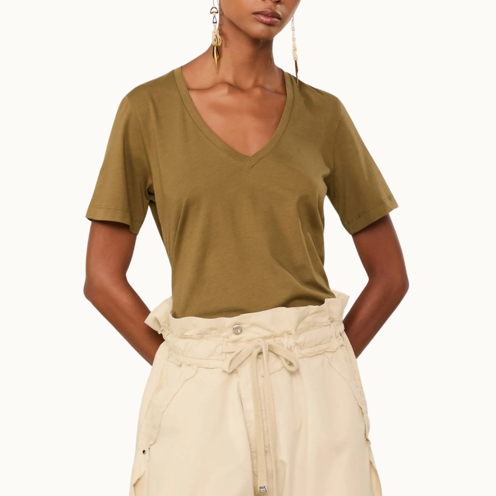 T-Shirt De Algodão Pima Decote