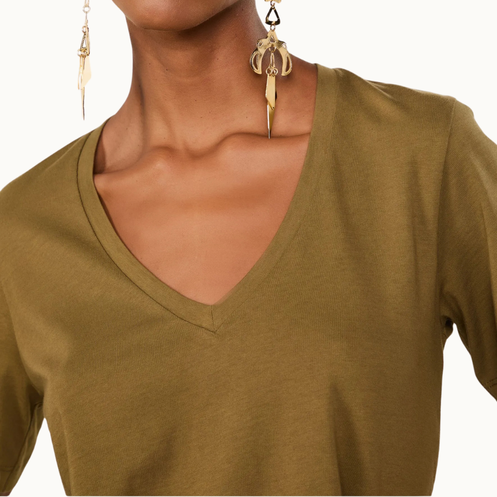 T-Shirt De Algodão Pima Decote