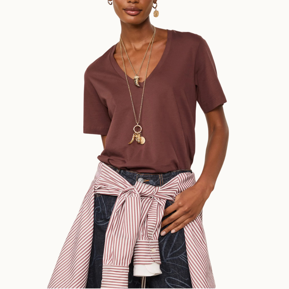 T-Shirt De Algodão Pima Decote
