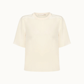 T-Shirt De Seda Bege Pret Gola Rib