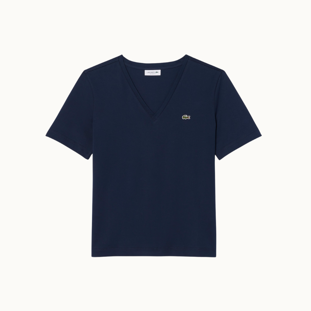 CAMISETA DE ALGODÃO COM GOLA V E CAIMENTO RELAXADO