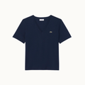 CAMISETA DE ALGODÃO COM GOLA V E CAIMENTO RELAXADO