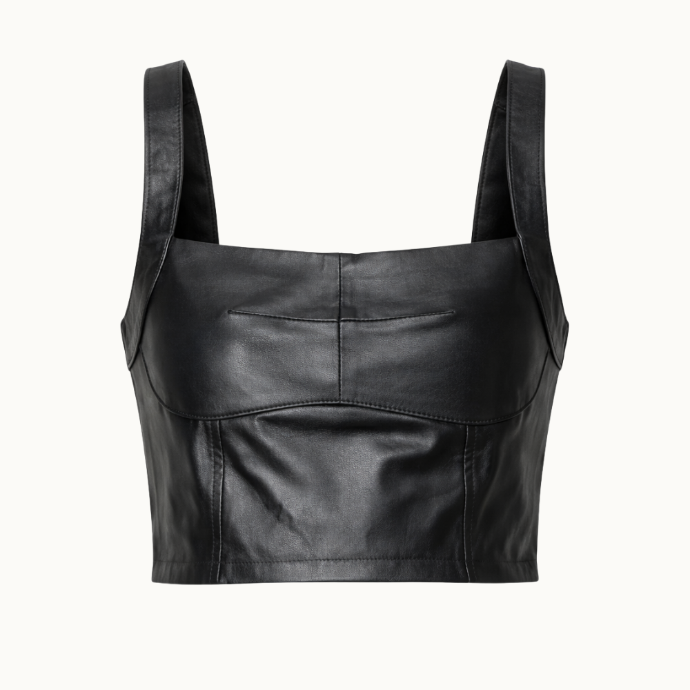 TOP CROPPED DE COURO
