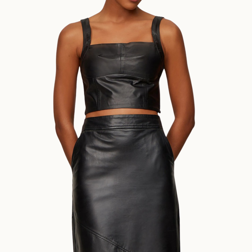 TOP CROPPED DE COURO