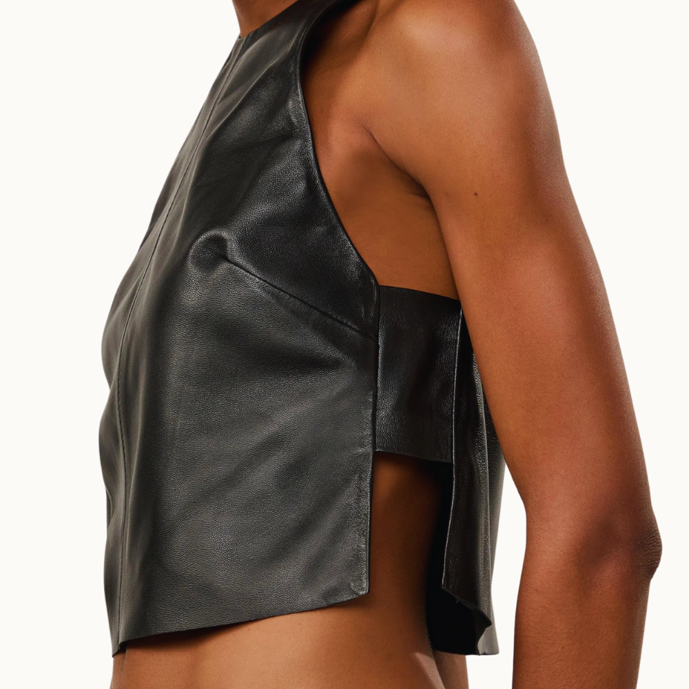 TOP DE COURO CROPPED CAVA OPEN