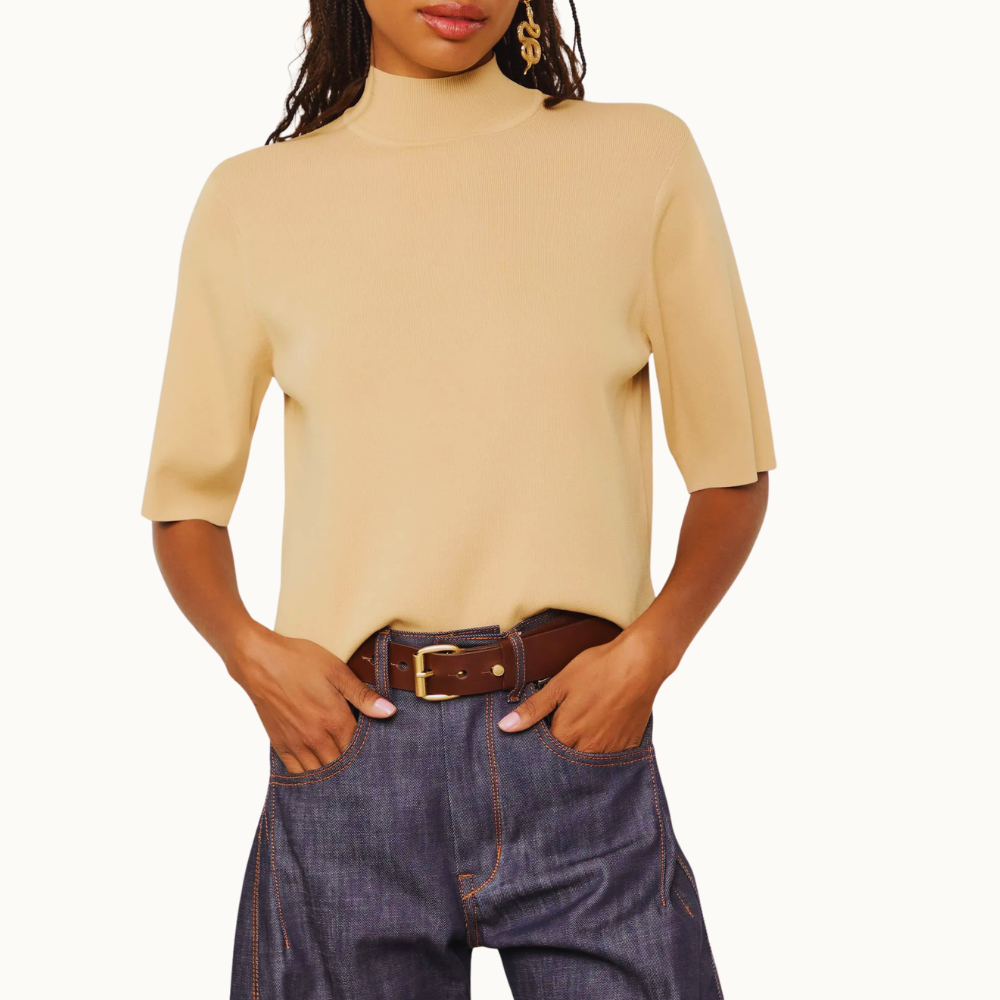 T-SHIRT DE TRICOT GOLA ALTA