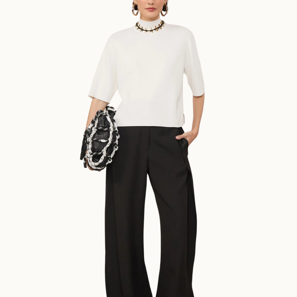 TSHIRT TRICOT BASICA GOLA ALTA