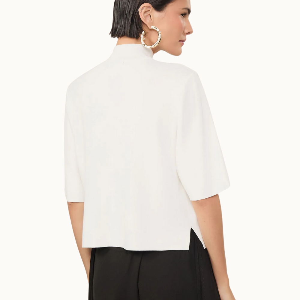 TSHIRT TRICOT BASICA GOLA ALTA