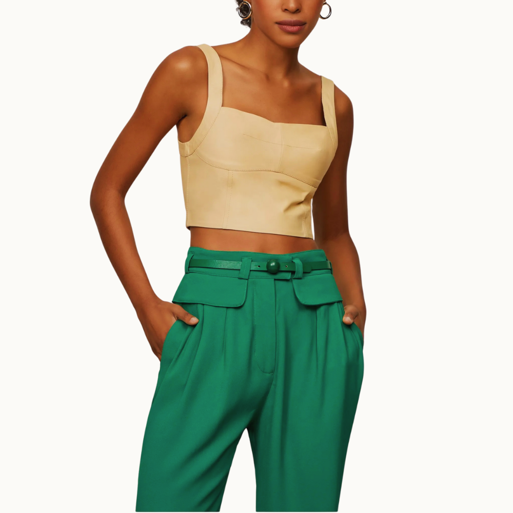 Top Cropped De Couro Recortes