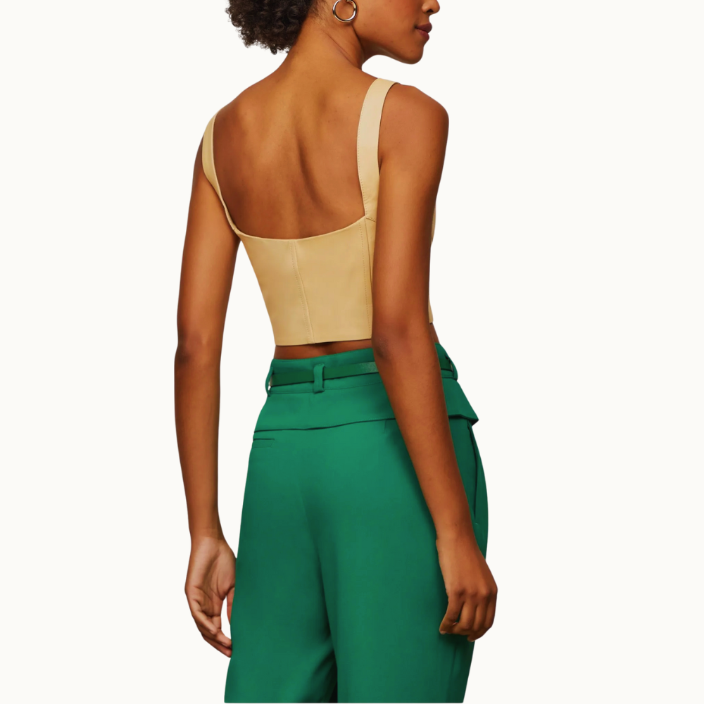 Top Cropped De Couro Recortes