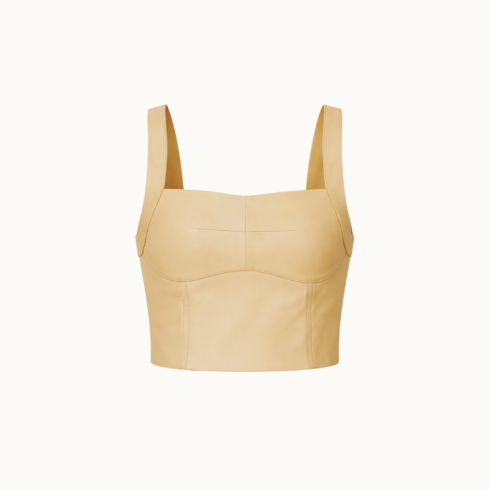 Top Cropped De Couro Recortes