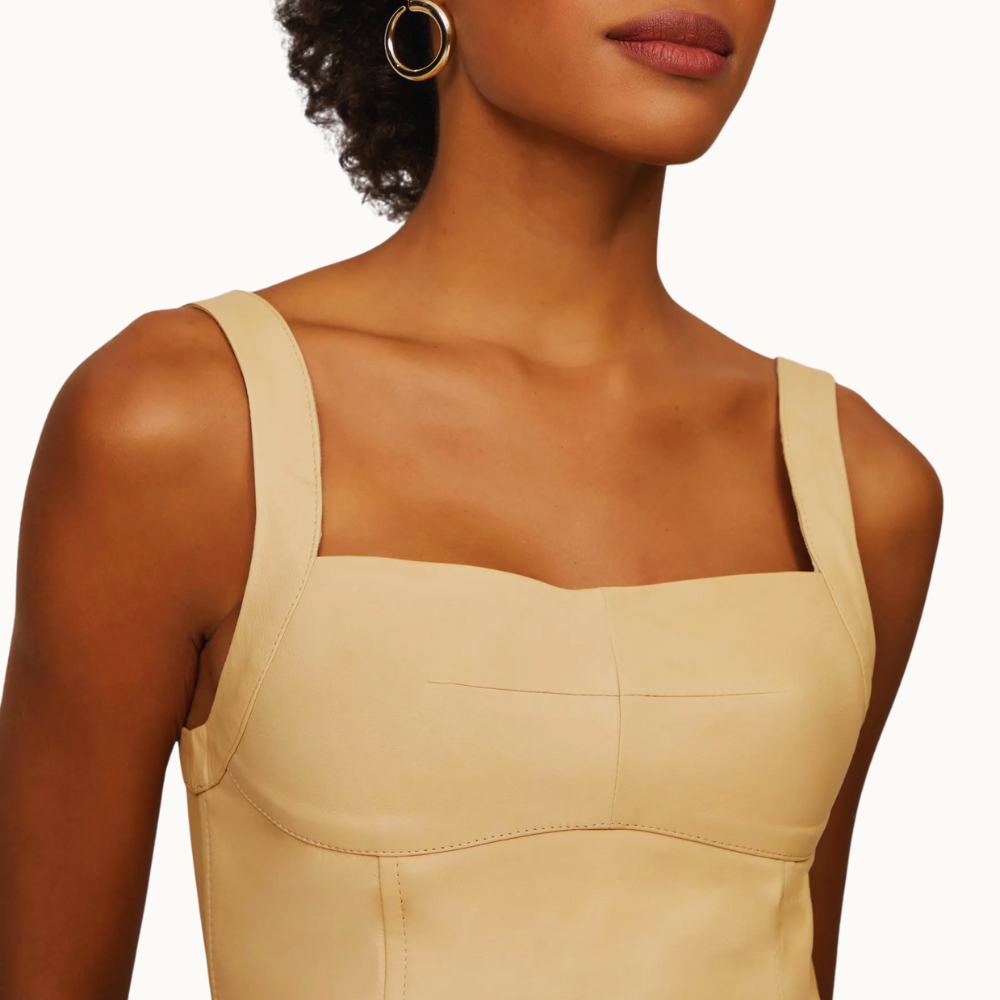 Top Cropped De Couro Recortes