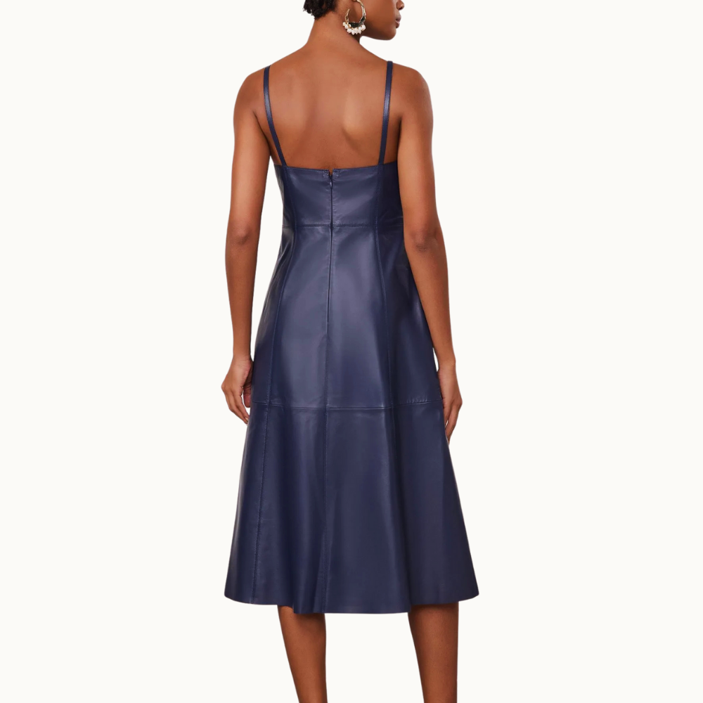 VESTIDO DE COURO MIDI ALÇAS