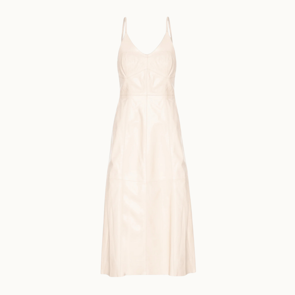 VESTIDO DE COURO MIDI ALÇAS