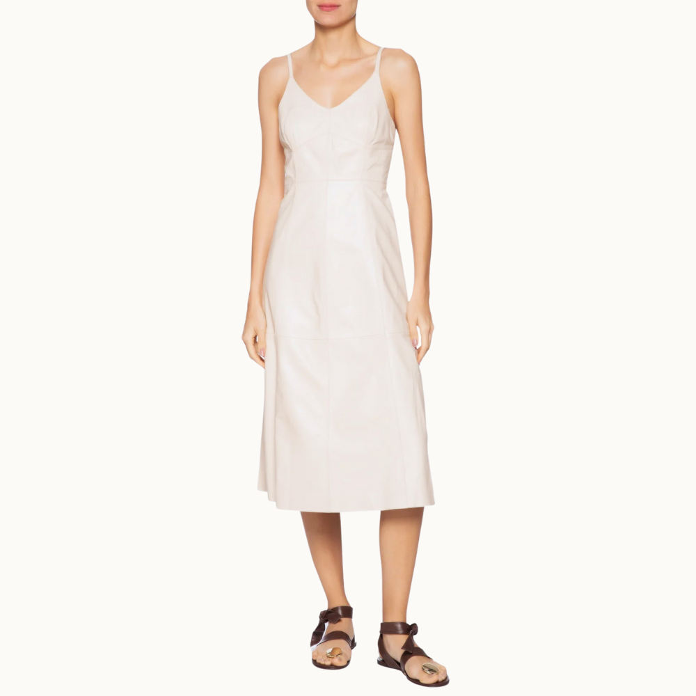 VESTIDO DE COURO MIDI ALÇAS
