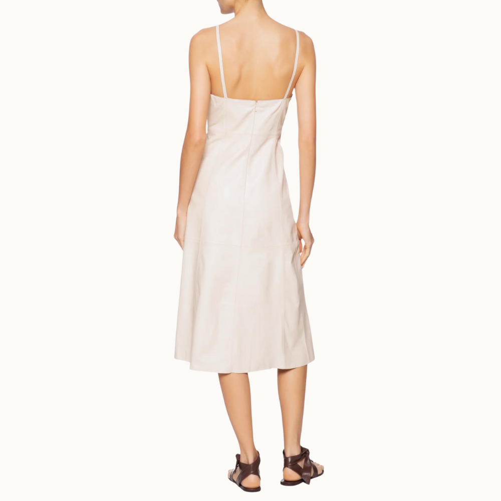 VESTIDO DE COURO MIDI ALÇAS