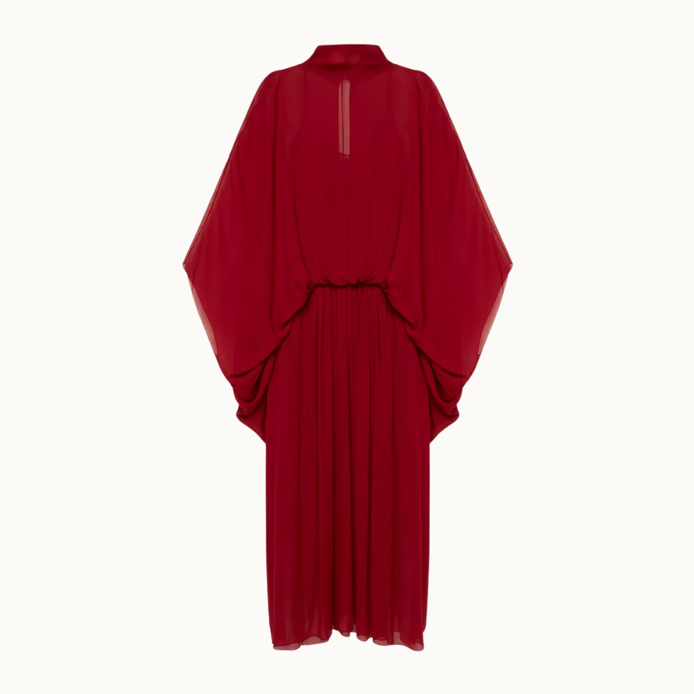 VESTIDO LONGO AMPLO CAPA GEORGETE