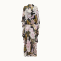 VESTIDO LONGO AMPLO CAPA GEORGETE FLORAL