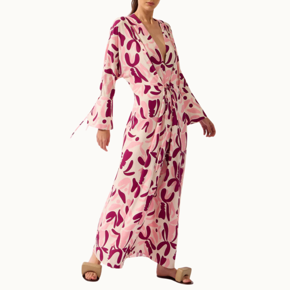 VESTIDO LONGO DECOTE V BOLD FLORAL