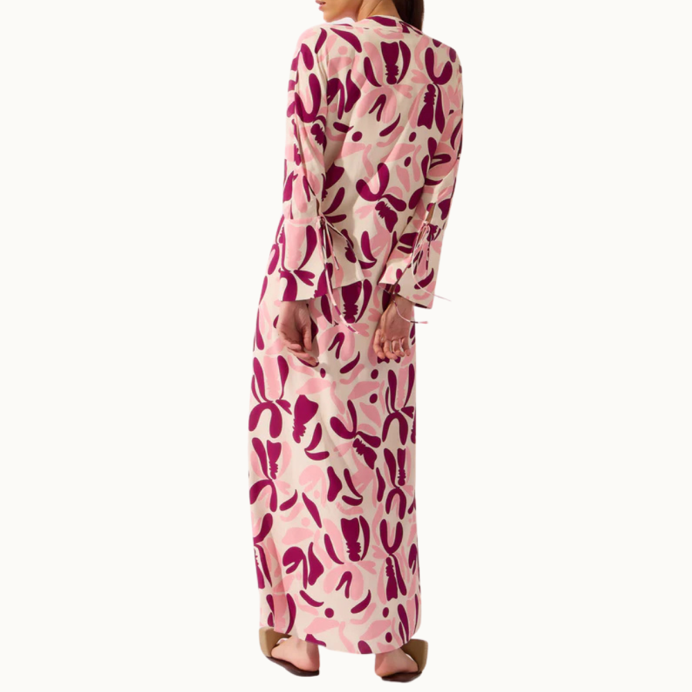 VESTIDO LONGO DECOTE V BOLD FLORAL