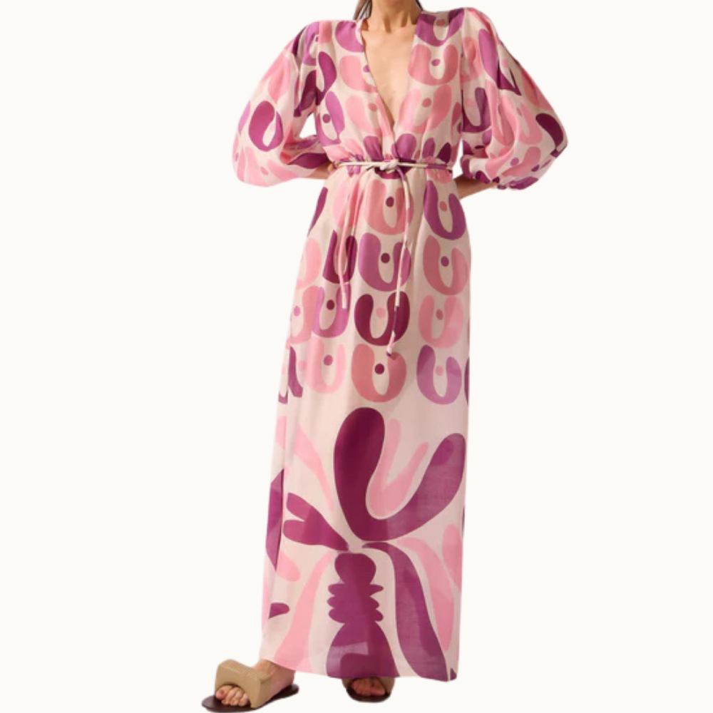 VESTIDO LONGO MANGA BUFANTE