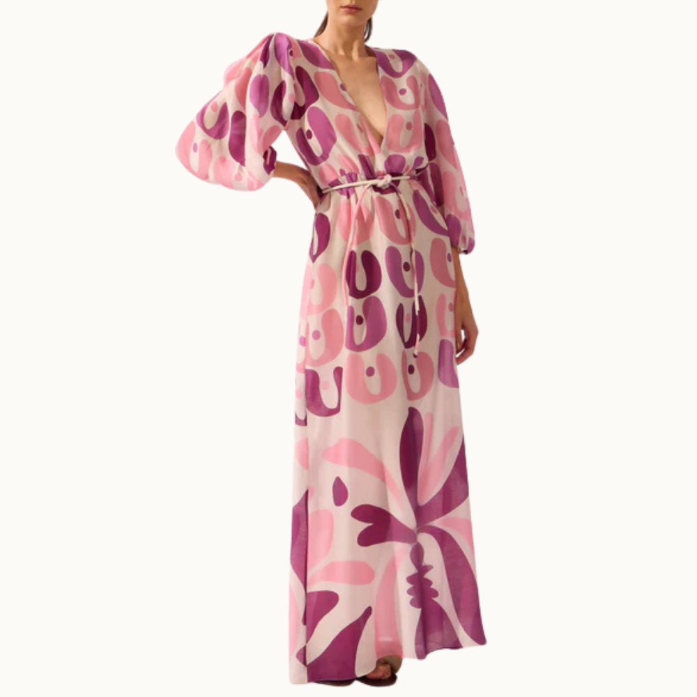 VESTIDO LONGO MANGA BUFANTE