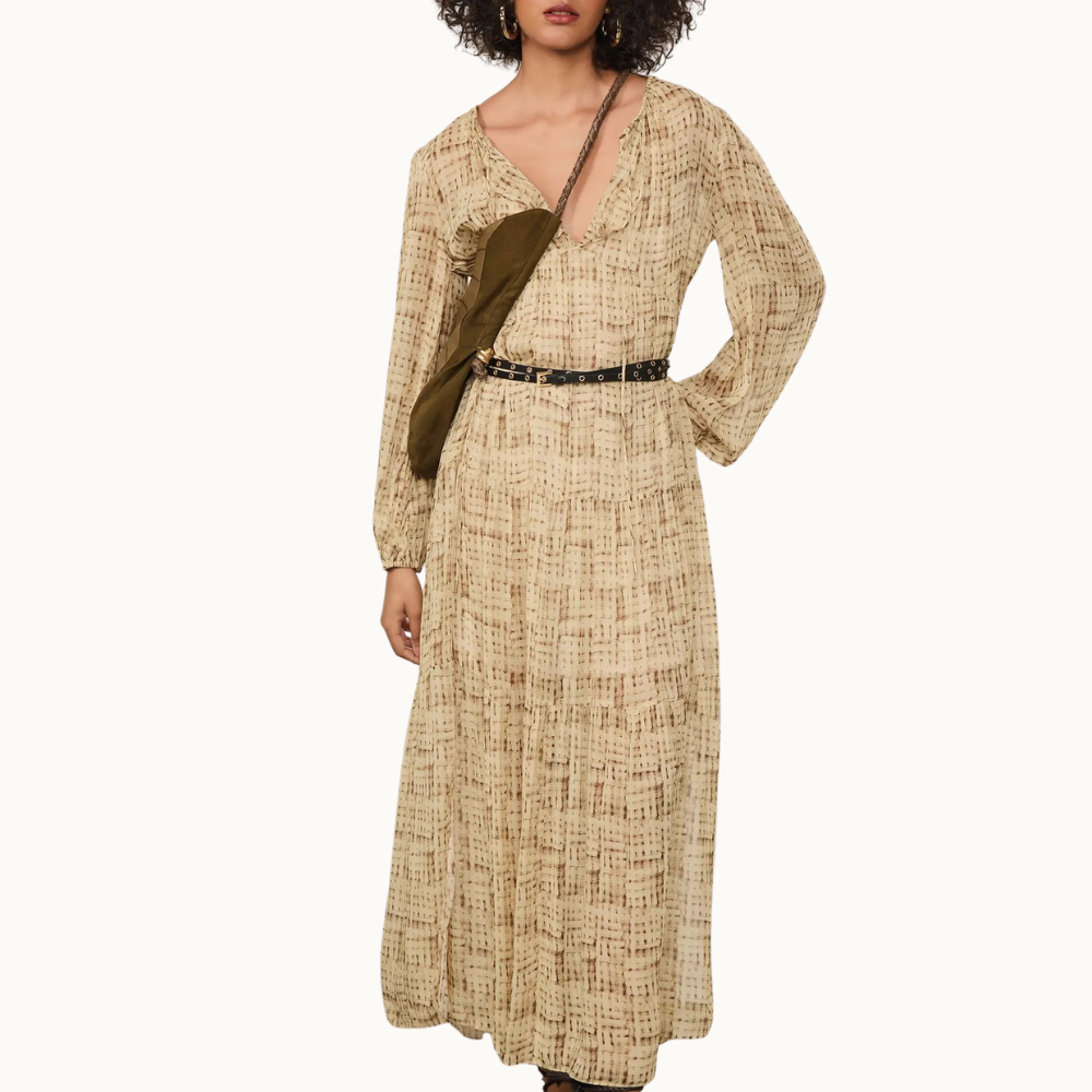 Vestido Midi Camadas Textura Trama