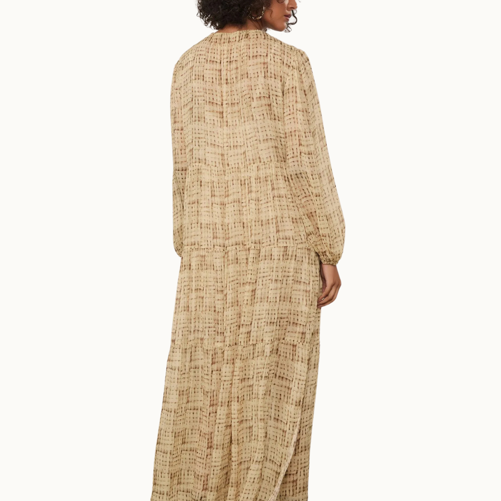 Vestido Midi Camadas Textura Trama