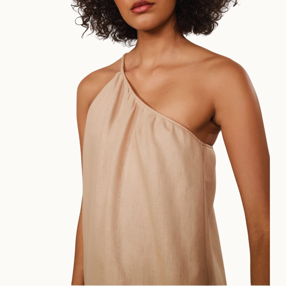 VESTIDO DE LINHO MIDI RETO