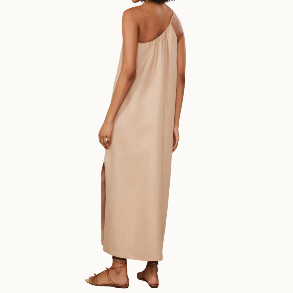 VESTIDO DE LINHO MIDI RETO