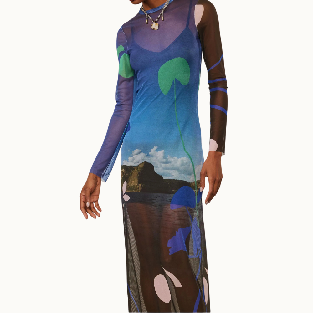 VESTIDO DE TULE MIDI PAISAGEM