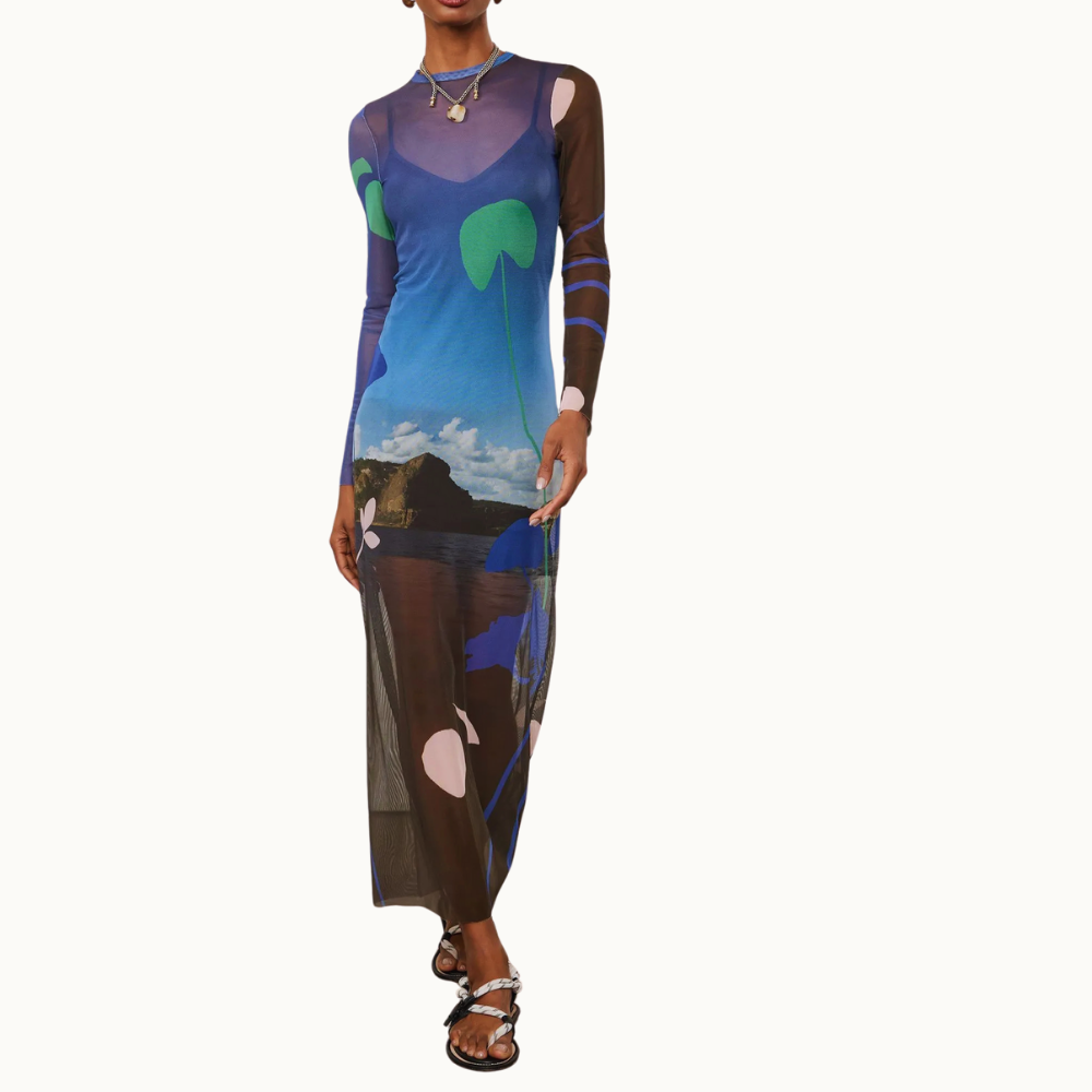 VESTIDO DE TULE MIDI PAISAGEM