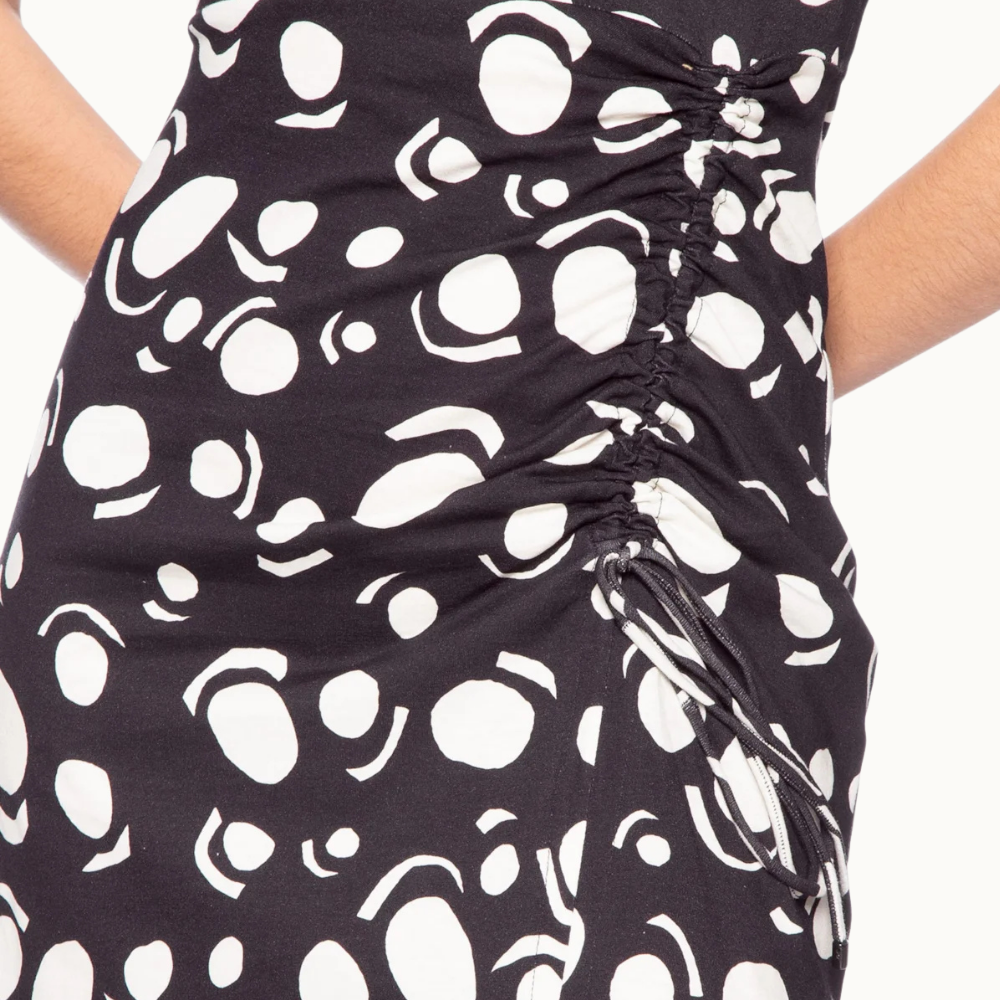 VESTIDO UM OMBRO FRANZIDO