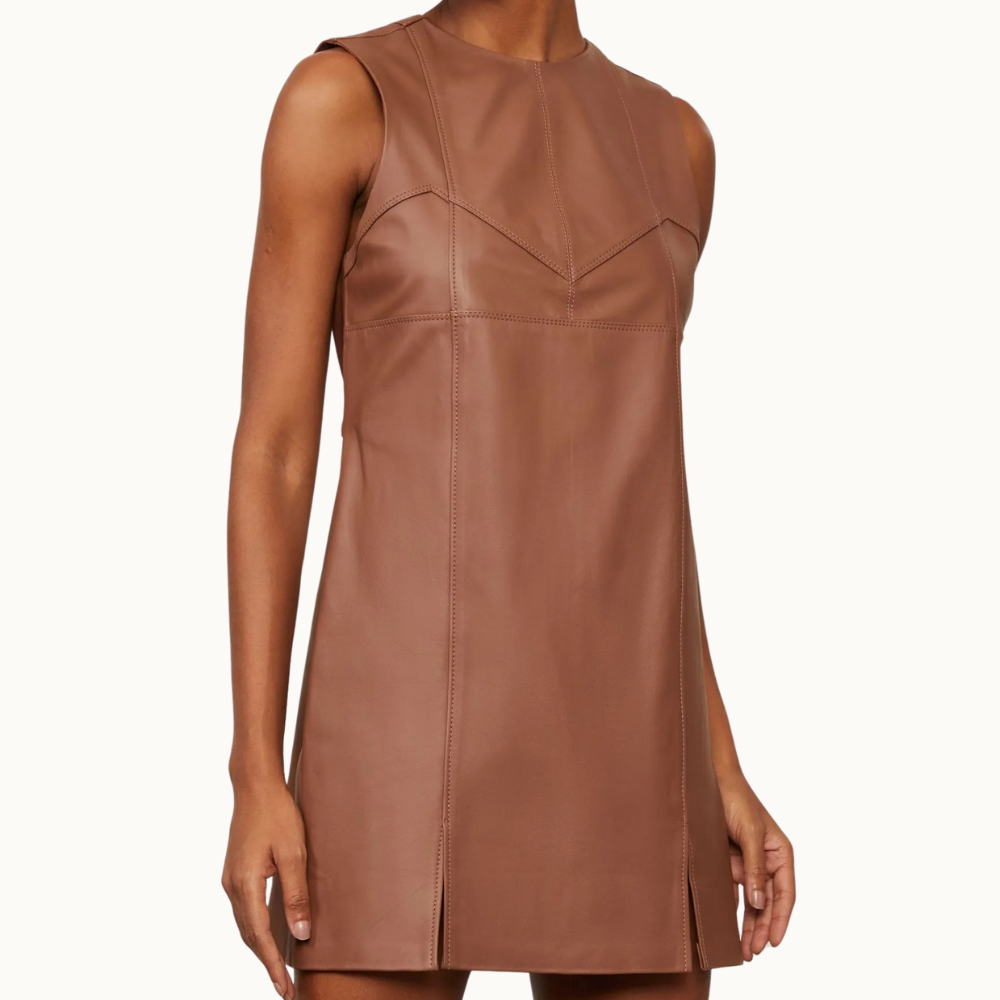 VESTIDO DE COURO FENDA FRONTAL