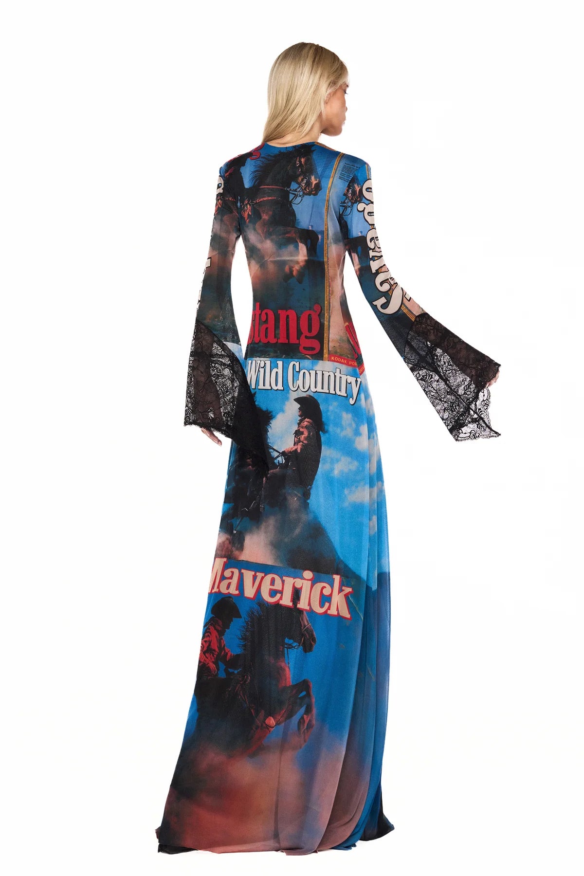 VESTIDO LONGO MANGA LONGA TULE E RENDA WILD COUNTRY