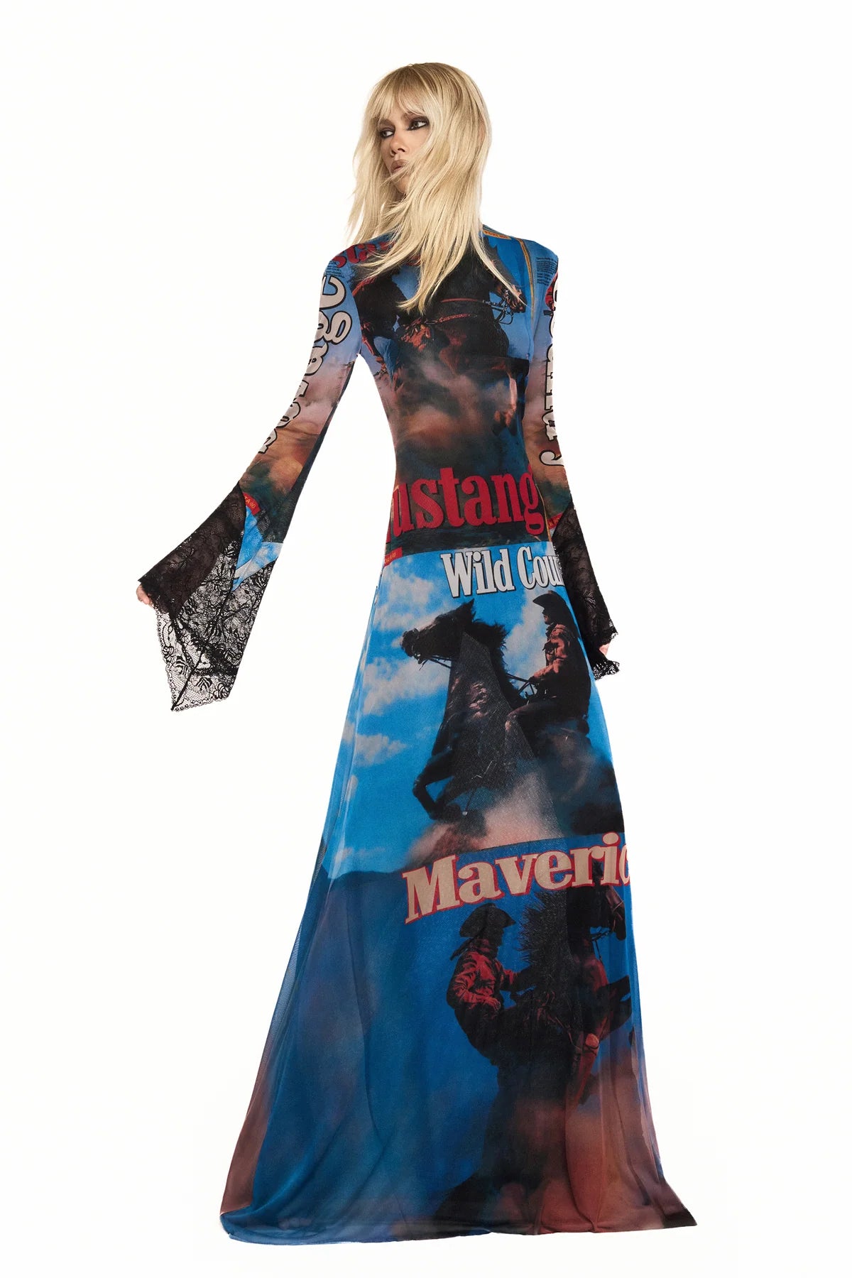 VESTIDO LONGO MANGA LONGA TULE E RENDA WILD COUNTRY