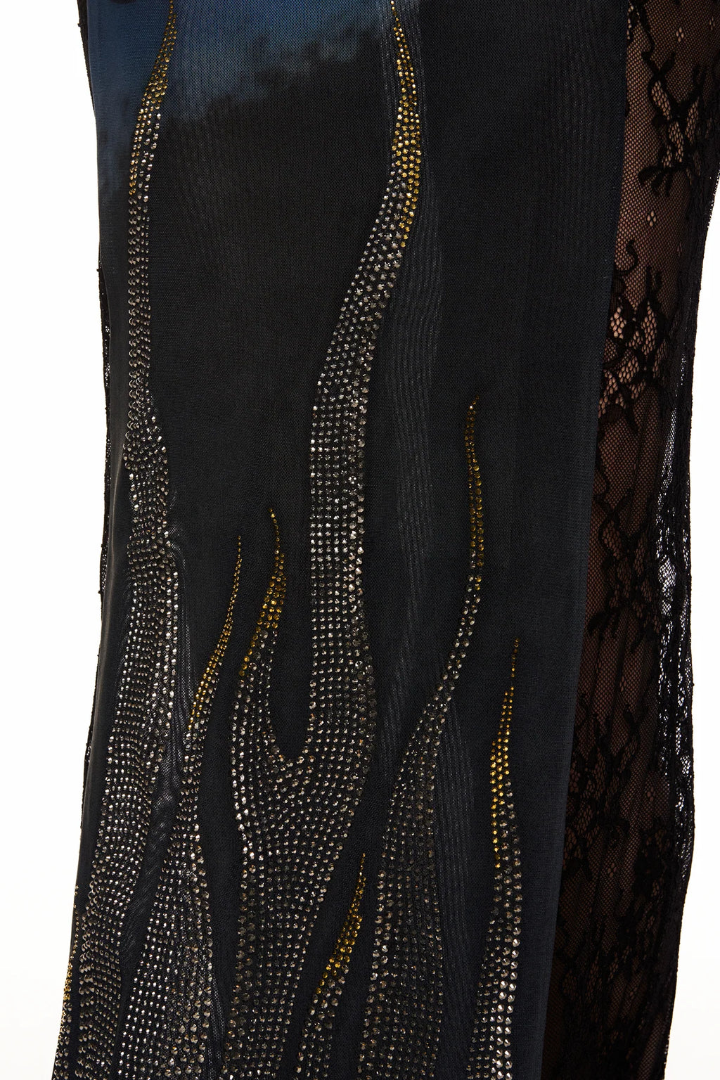VESTIDO LONGO MANGA LONGA TULE E RENDA WILD FIRE