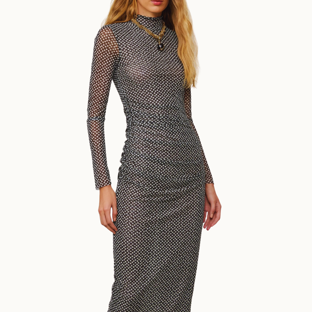 VESTIDO MIDI DE TULE DUPLO GEO