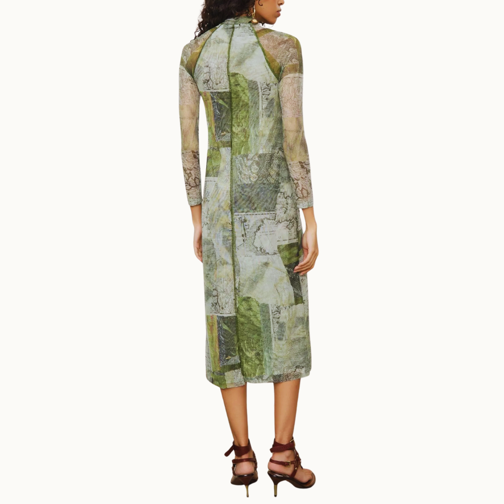 VESTIDO TULE RECORTES LENÇO