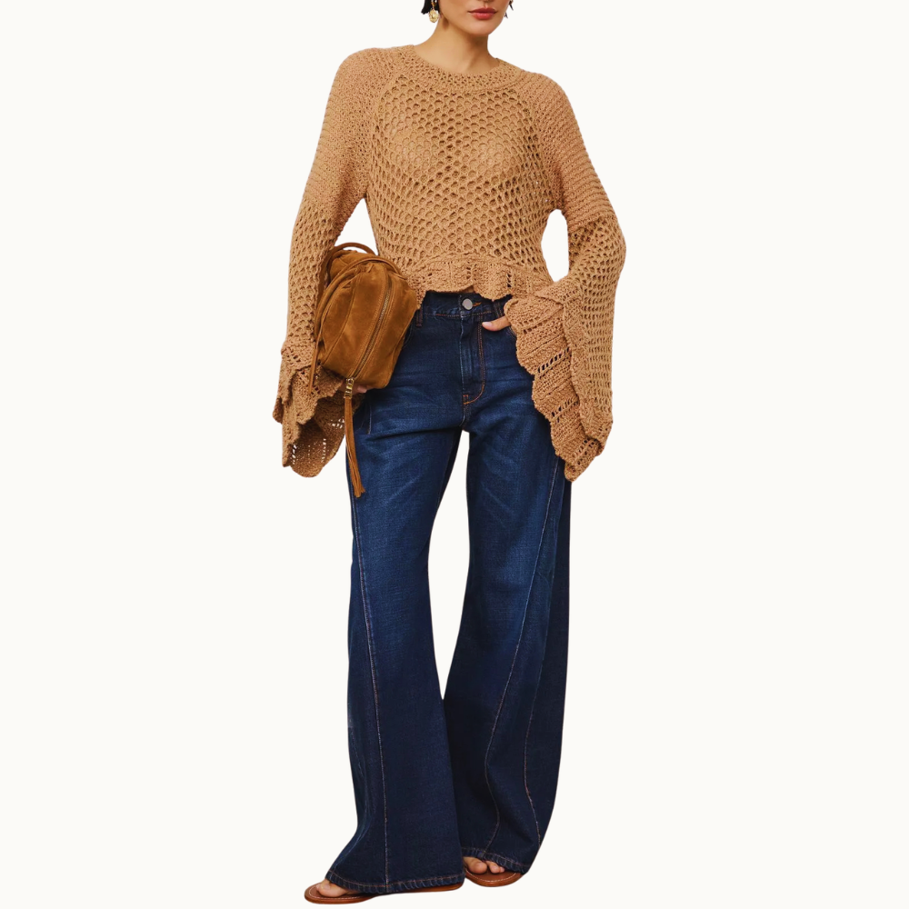 BATA DE TRICOT COM MAXI MANGA SINO