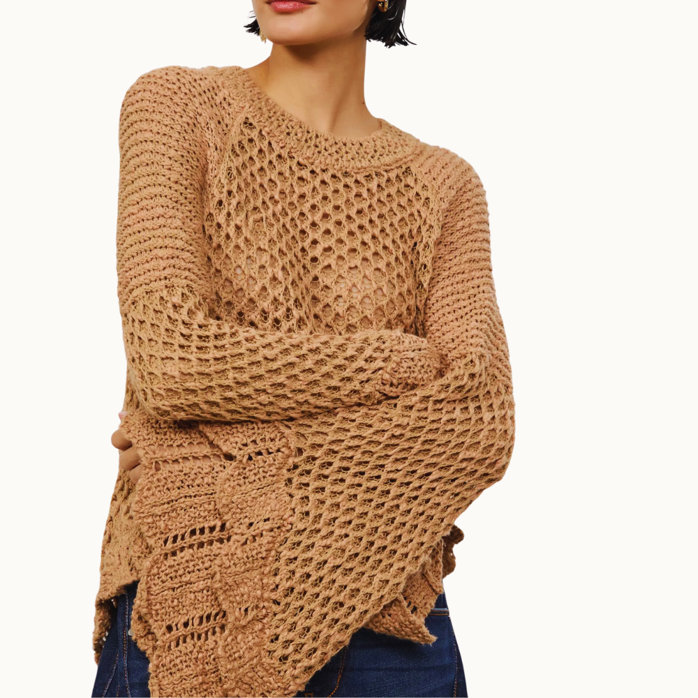 BATA DE TRICOT COM MAXI MANGA SINO