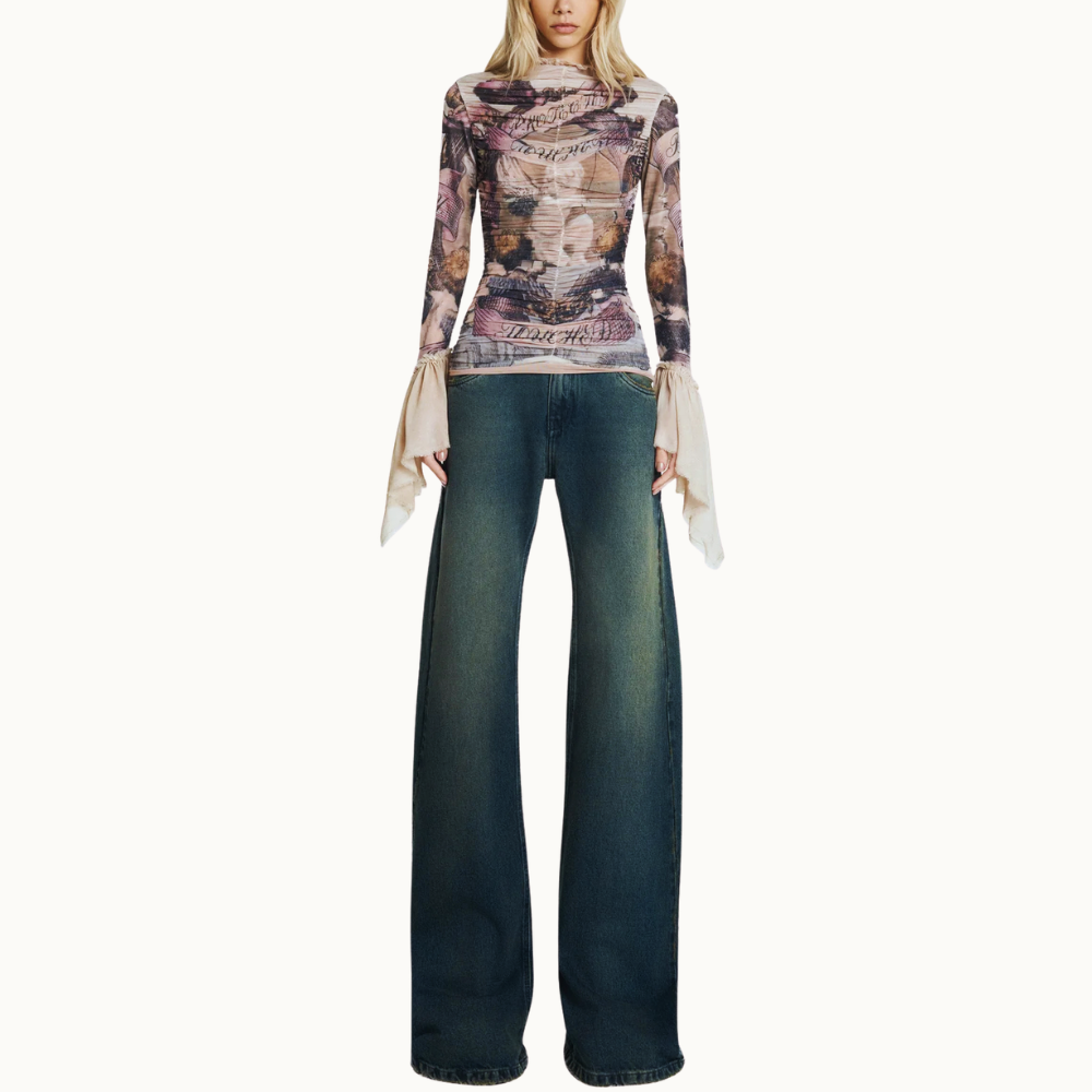 BLUSA DRAPEADA MANGA LONGA TULE ANGEL